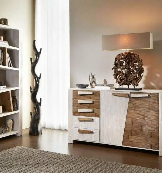 credenza in bambu colore bianco miele